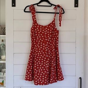 Red flower mini dress